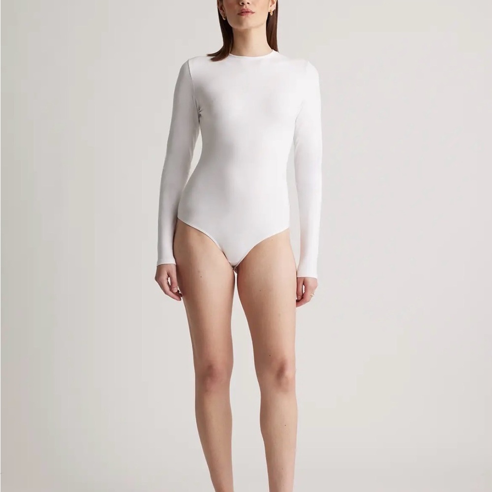 Quince White Long Sleeve Bodysuit